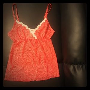 Red n White semi sheer fun patterned cami